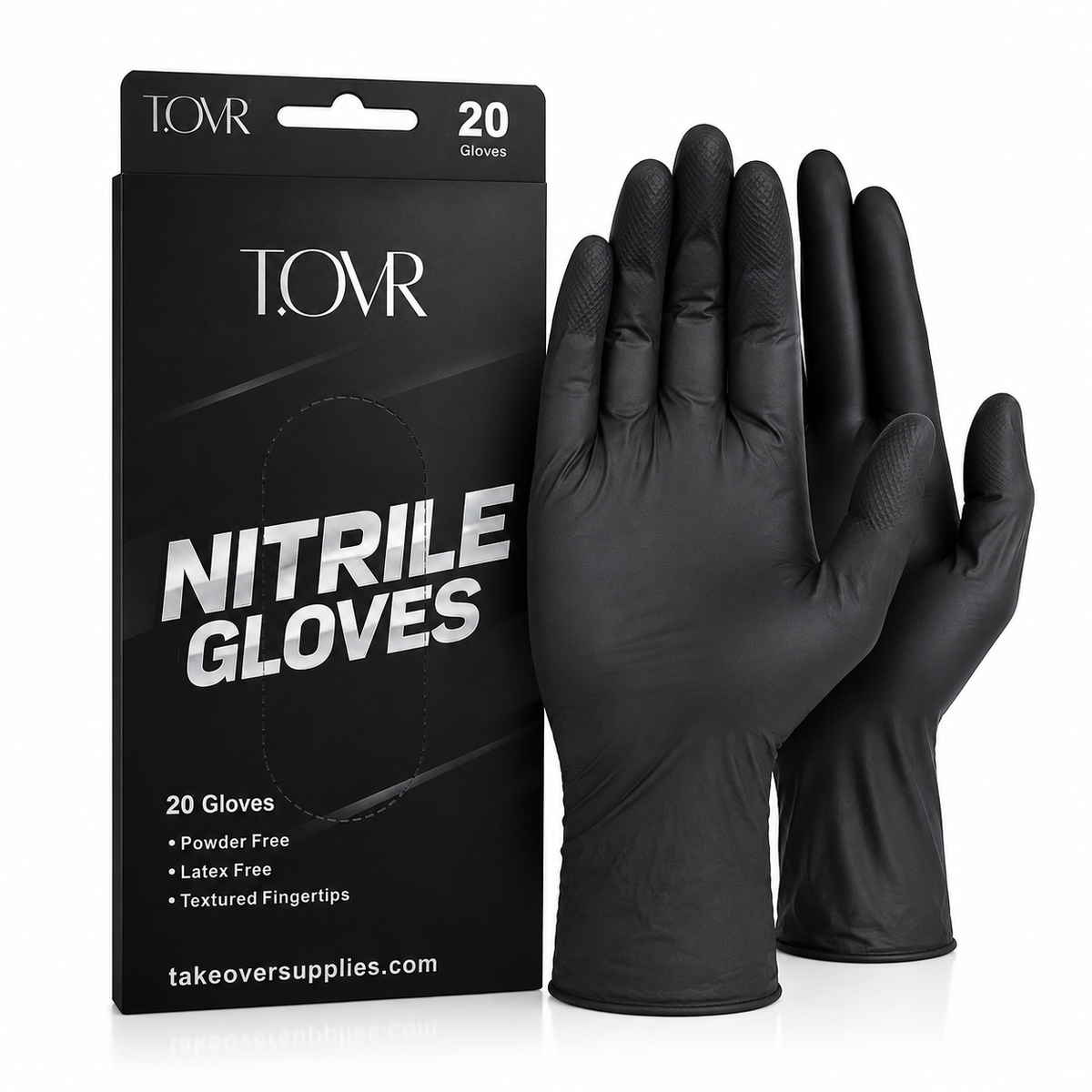 Take Over Black Nitrile Gloves 20ct