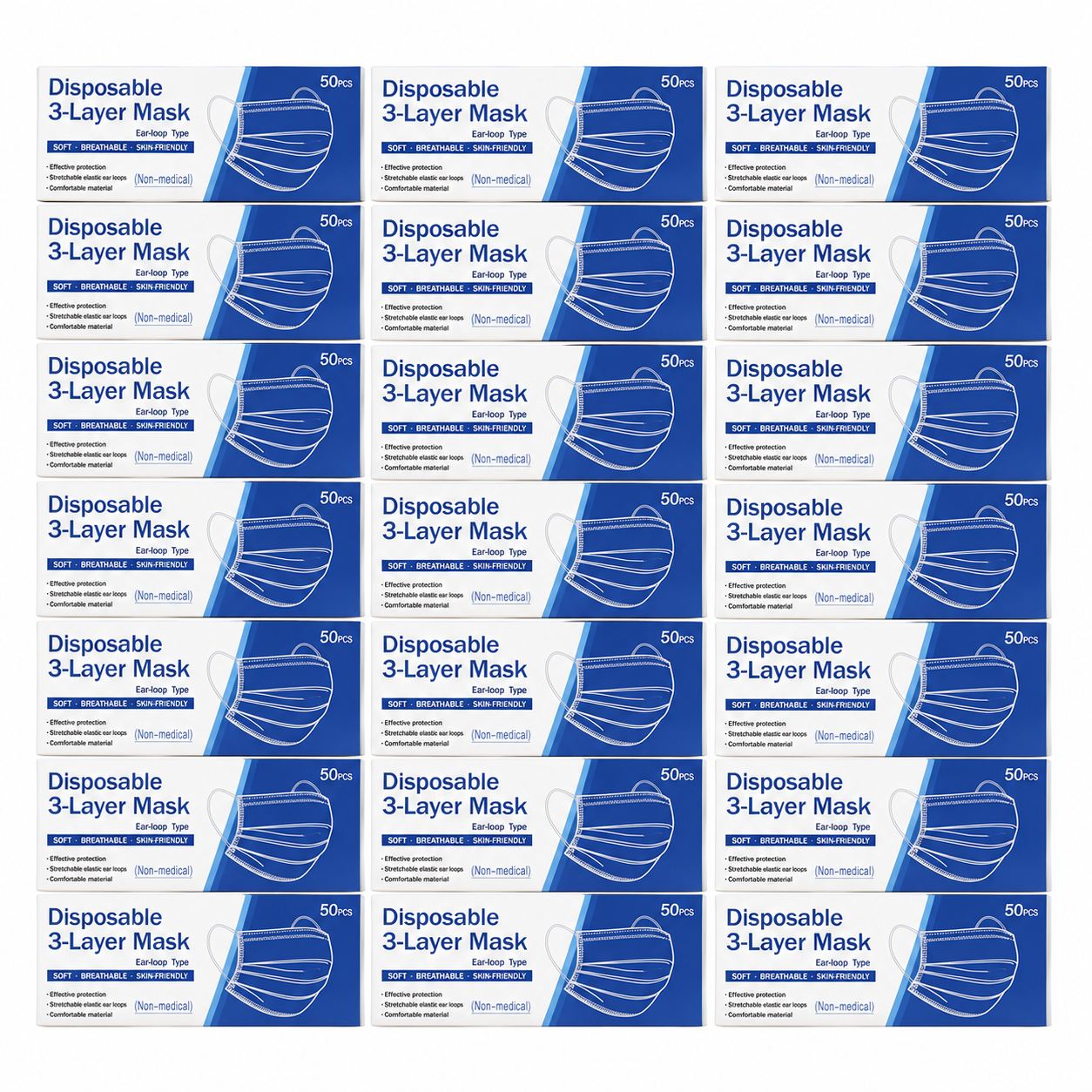 Disposable Face 3 Layer Mask 50pc