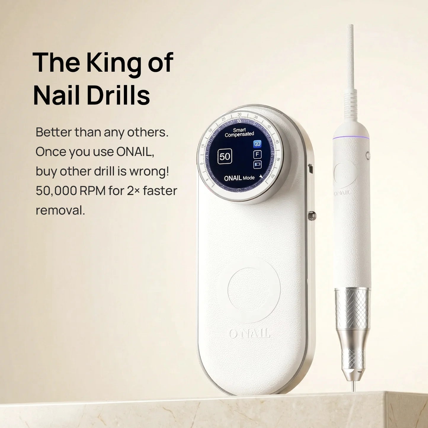 O NAIL AI Precision Nail Drill – Professional Electric Nail File with 50,000 RPM