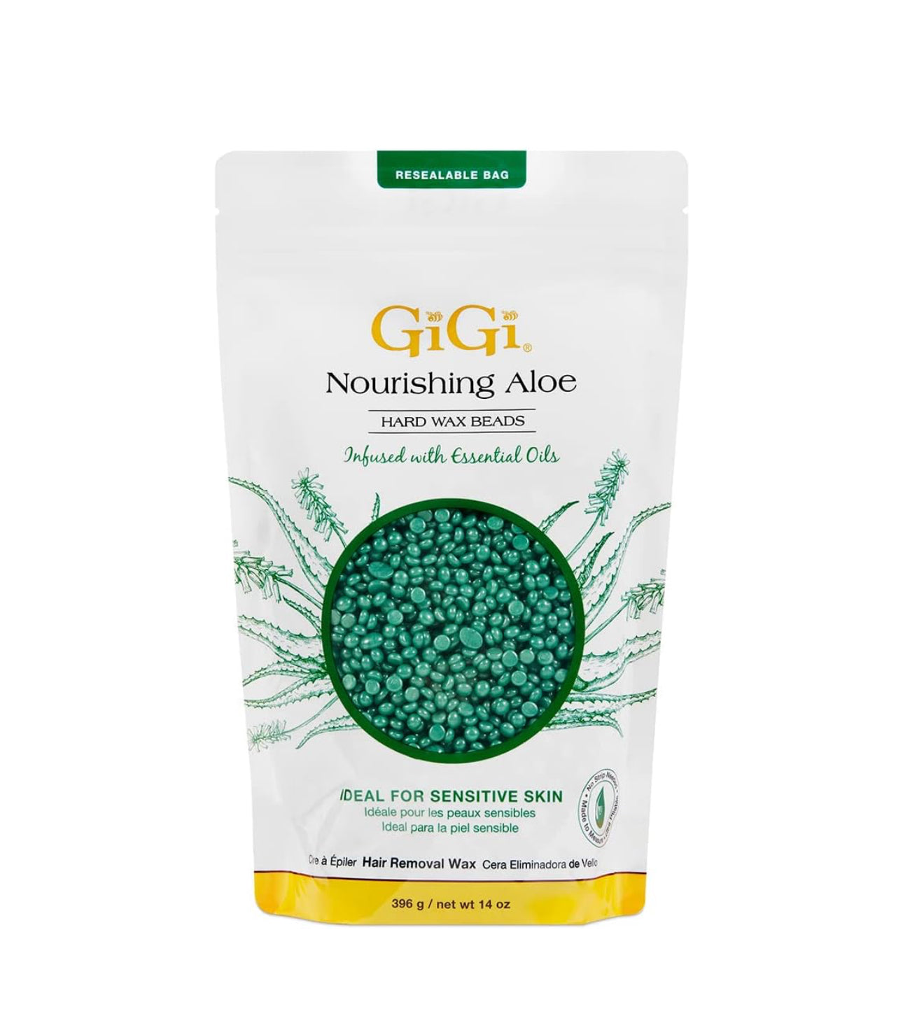GiGi Hard Wax Beads Infused with “Nourishing Aloe” + Essential Oils 14oz