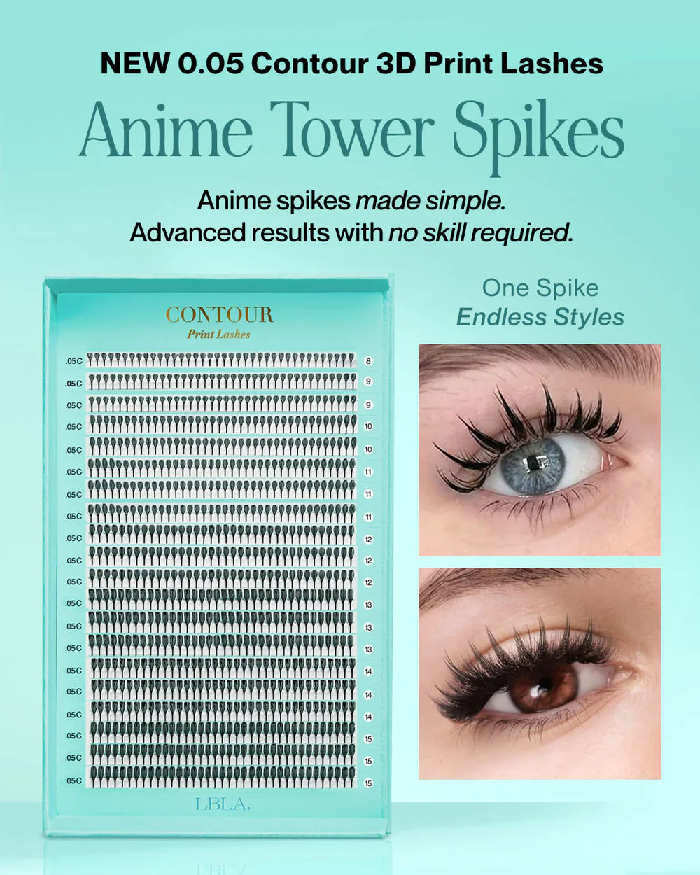 LBLA Anime Tower Spike - 0.05 C+ Contour Laser Print Lash 8-15mm