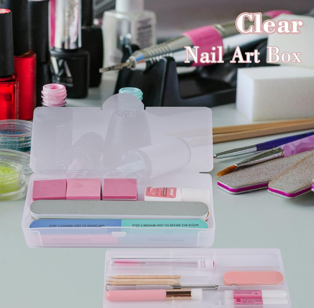 Clear Nail Art Box Doubled Layer