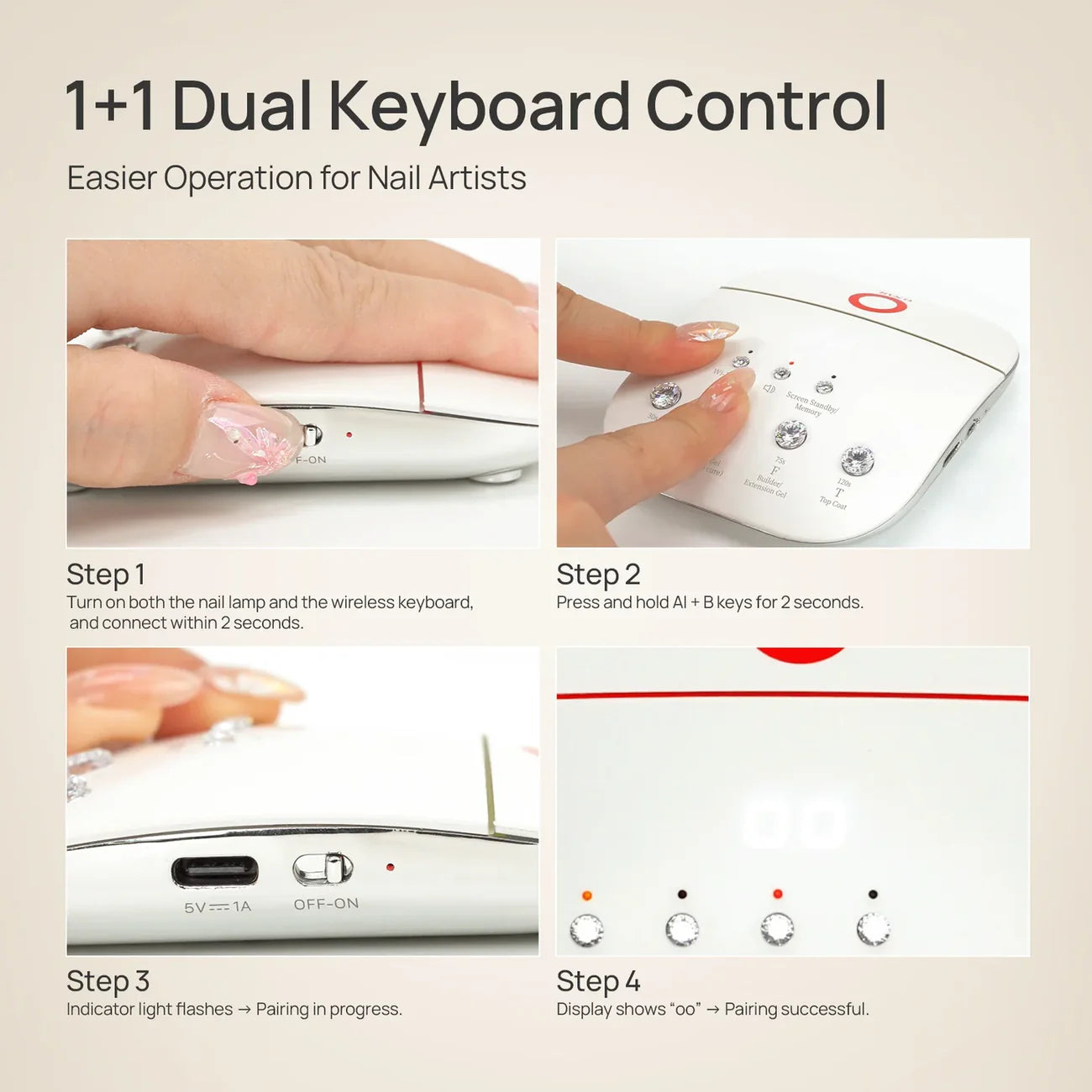 O Nail Wireless Keyboard for AI Nail Lamp