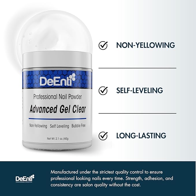 DeEnti Acrylic Nail Powder Advanced Gel Clear 2oz