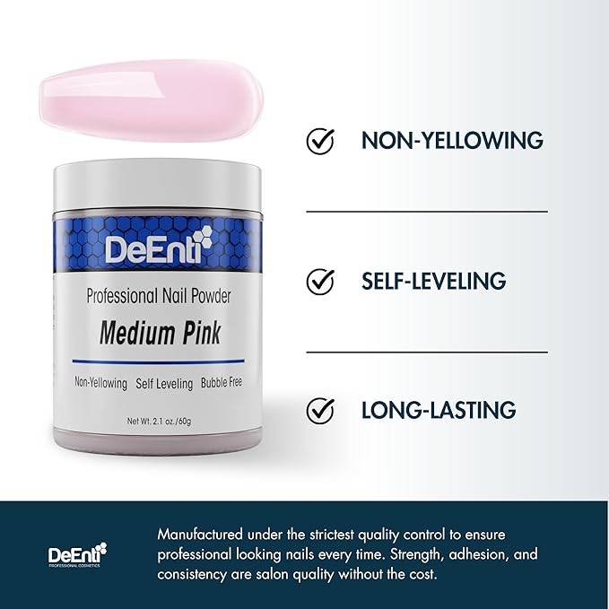 DeEnti Acrylic Nail Powder Medium Pink 2oz