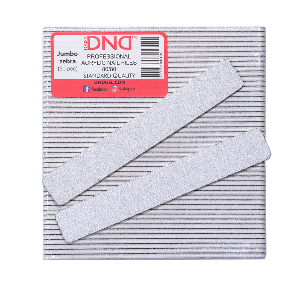 DND Jumbo Zebra 80/80 Nail File Pack 50Ct.