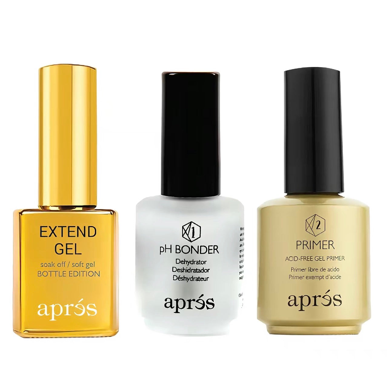 Apres Professional Multi-Pack Set - 15ml Gel X Extend Gel , pH Bonder, Dehydrator