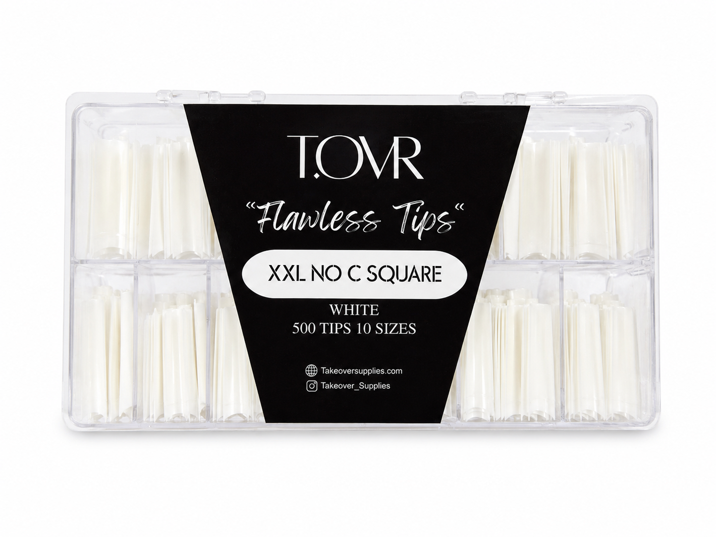 Take Over White XXL NO C Square Nail Tips 500pc