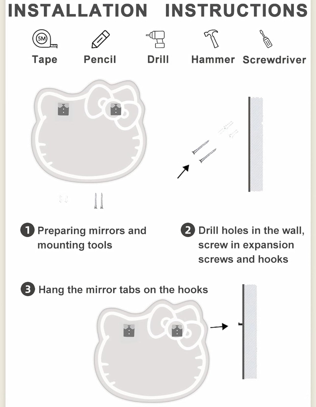 Hello Kitty LED Wall Vanity Mirror 28x24Inch