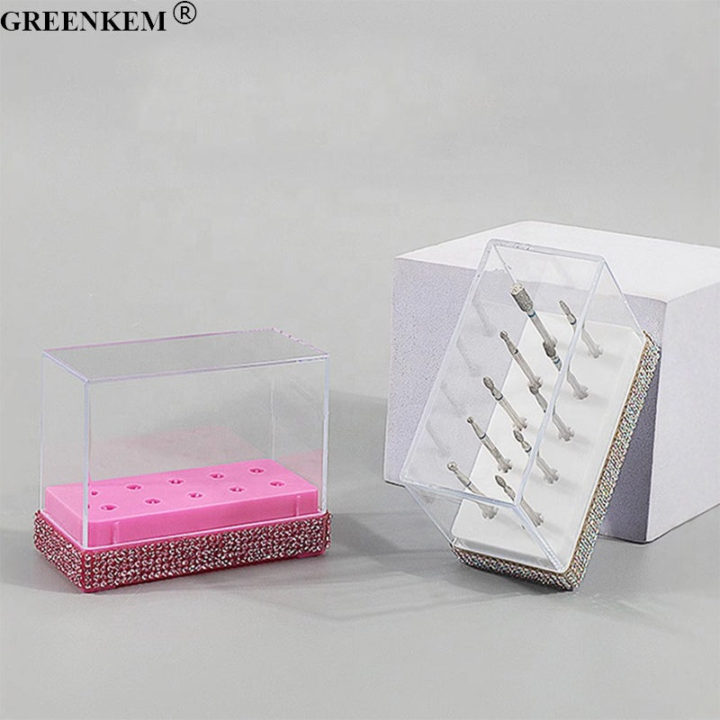 Diamond 10 Holes Nail Drill Bits Storage Box