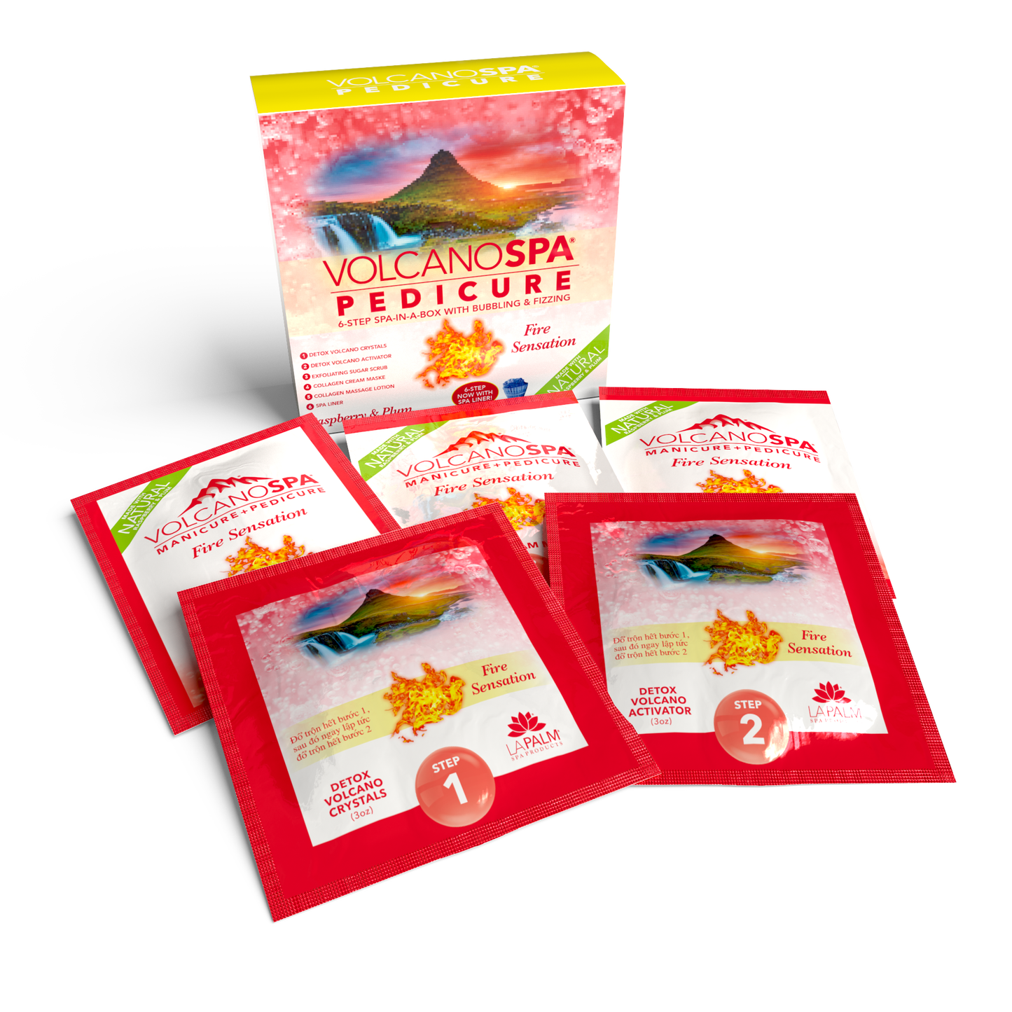 Volcano Spa “Raspberry & Plum” Eruption Pedicure 6 Step Kit
