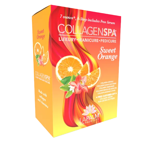 LA PALM COLLAGEN SPA Luxury Manicure & Pedicure 7 Step + Bomber Included “Sweet Orange”