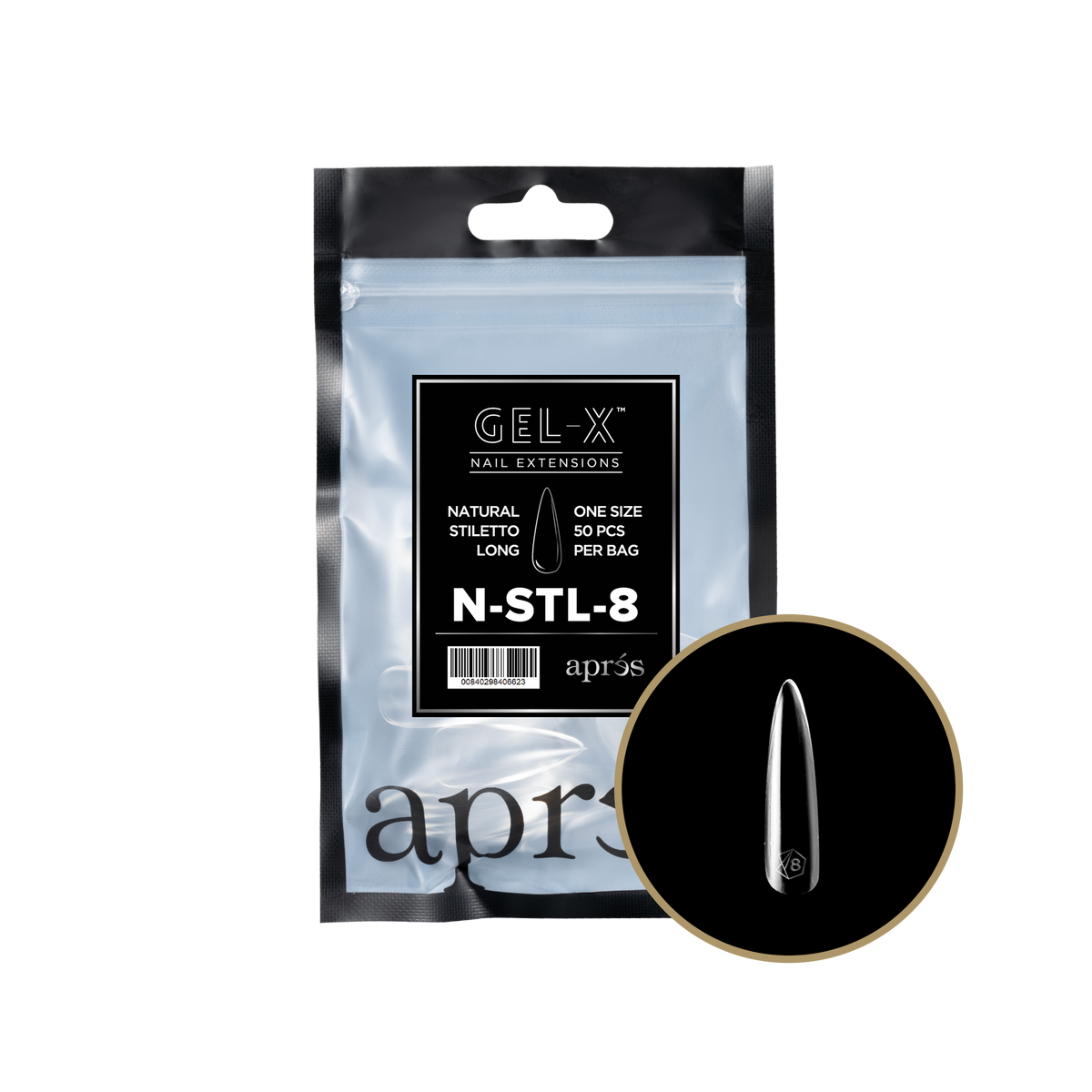 Apres Gel-X® Natural Stiletto Long Refill Bag