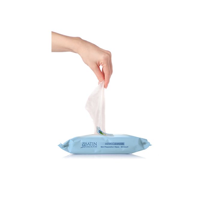 SATIN SMOOTH SATIN CLEANSER SKIN PREPARATION WIPES 50CT