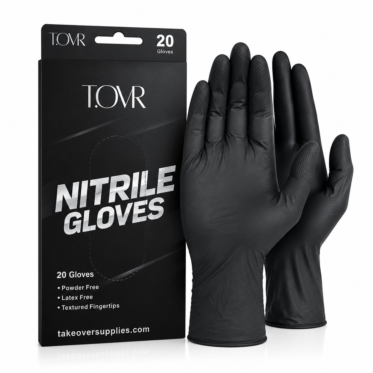 Take Over Black Nitrile Gloves 20ct