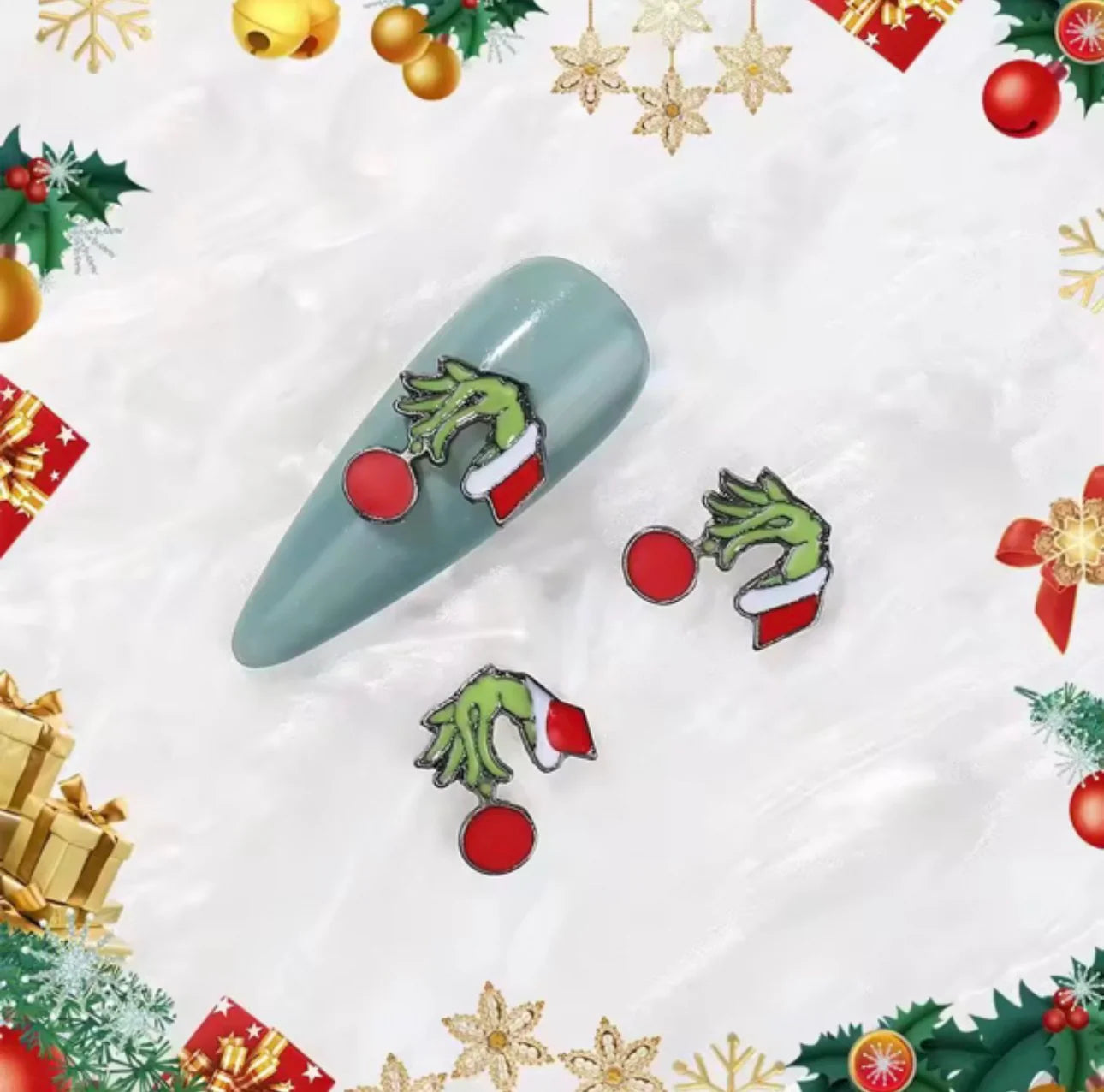 The Grinch Christmas Nail Charms 2pc per Pack