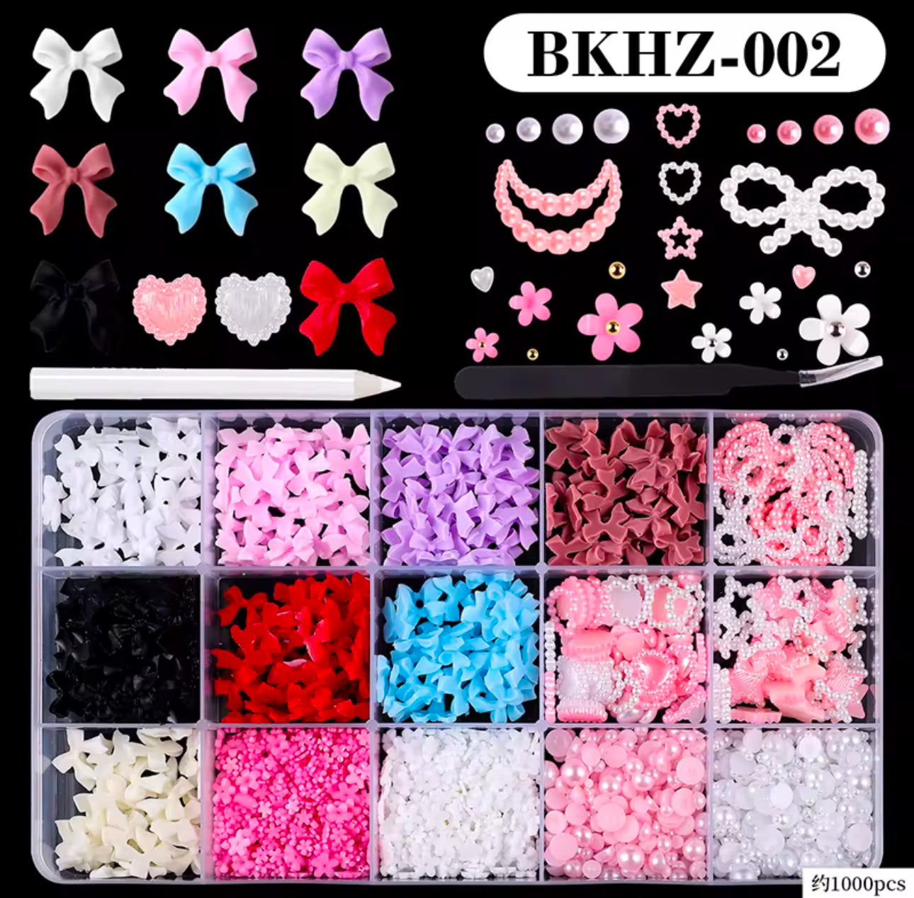 Assorted Nail Charms 15 Grid 1000-1700pc