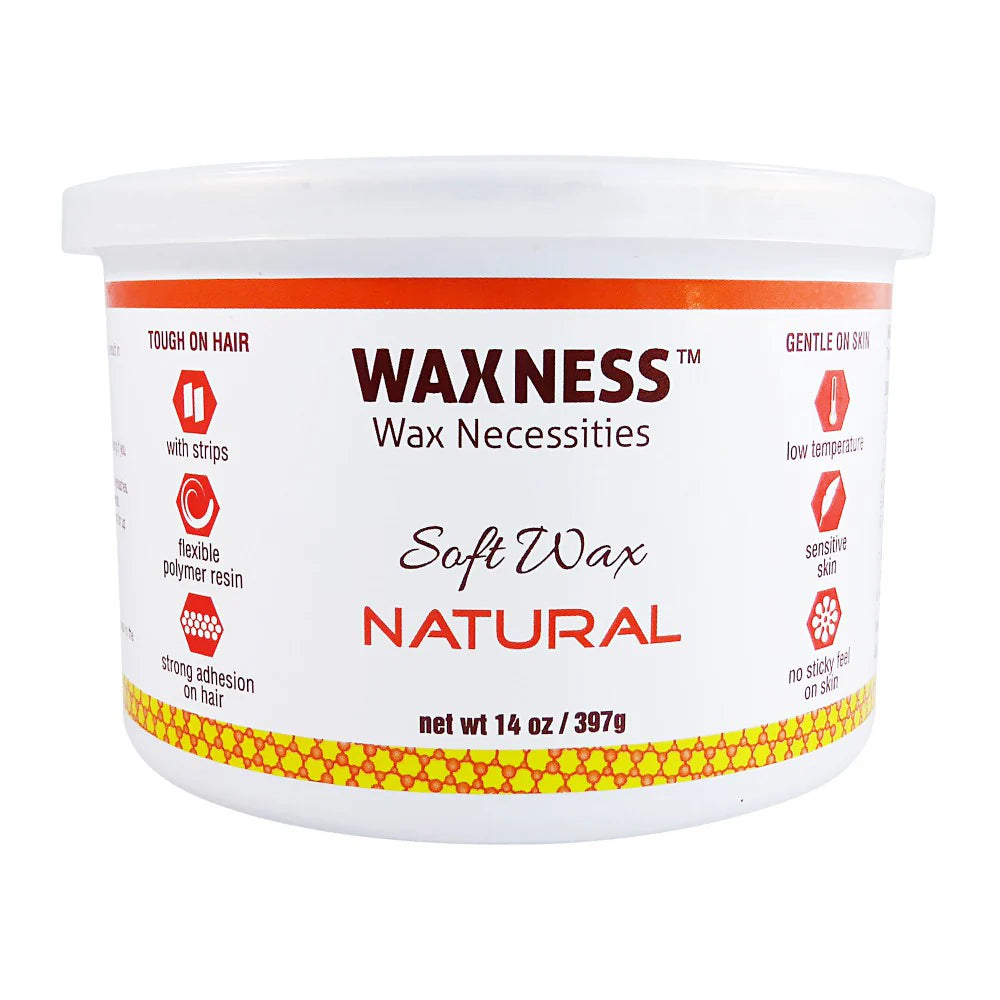 WAXNESS Natural (Smooth Amber) Soft Wax No Sticky Formula 14oz
