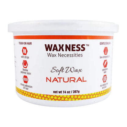 WAXNESS Natural (Smooth Amber) Soft Wax No Sticky Formula 14oz
