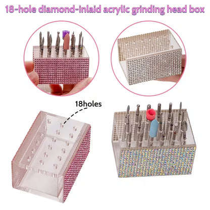 18-Hole Rhinestone Nail Drill Bit Holder