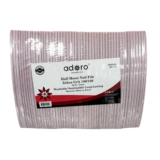 Adoro Half Moon Nail File Zebra Grit 180/180