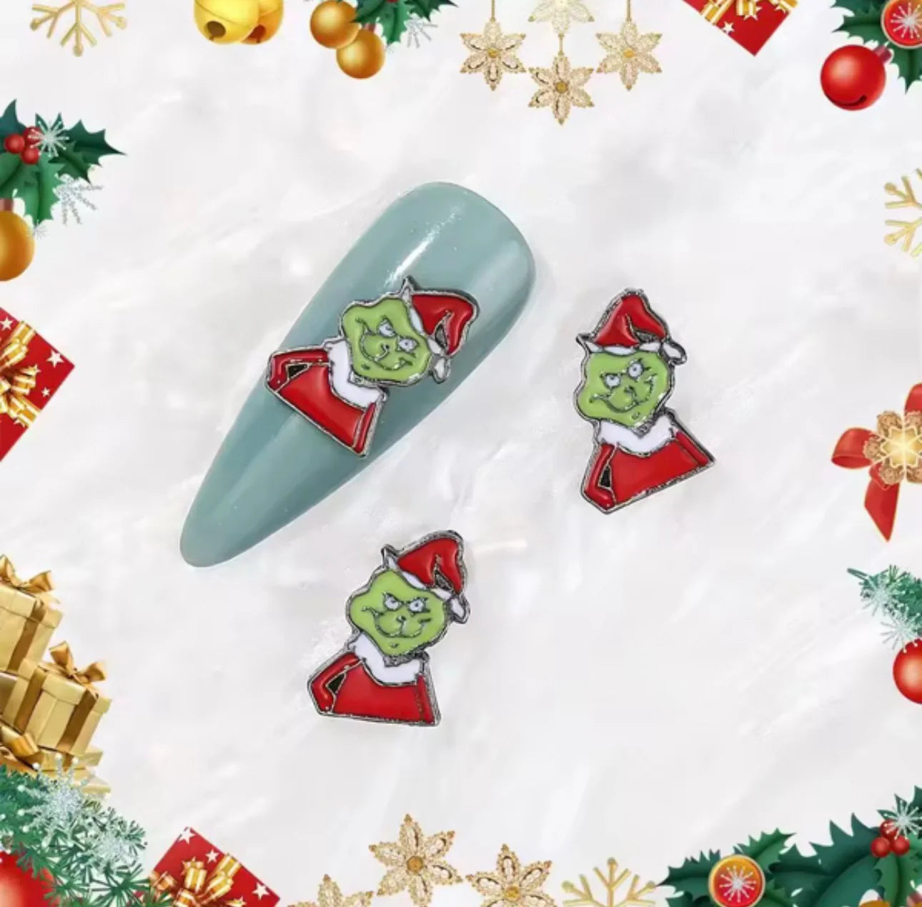 The Grinch Christmas Nail Charms 2pc per Pack