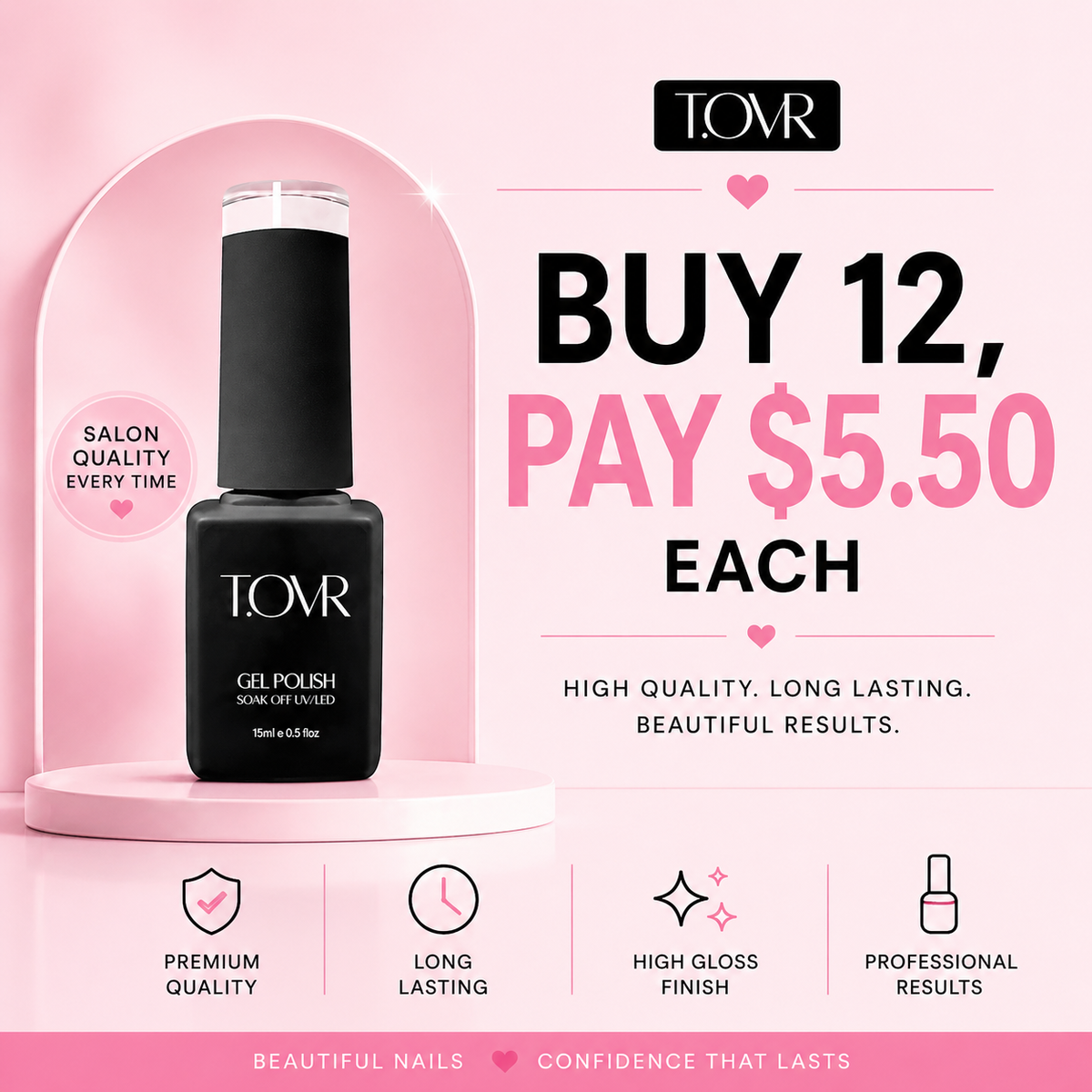 Take Over HEMA FREE UV/LED Gel Polish 15ml 001-100