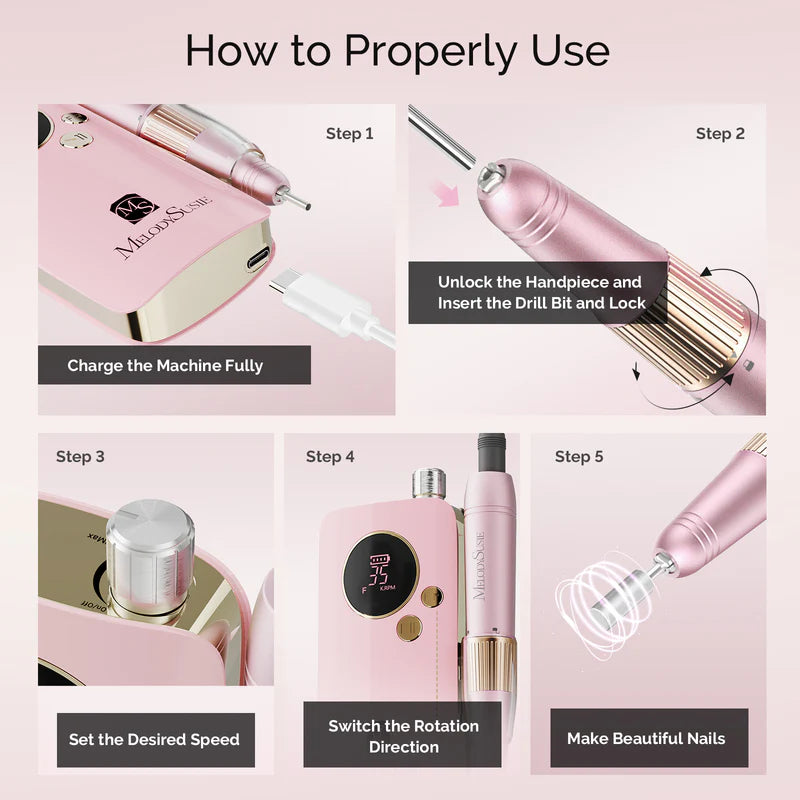 MelodySusie SM200F Plus Rechargeable 35000RPM Nail Drill