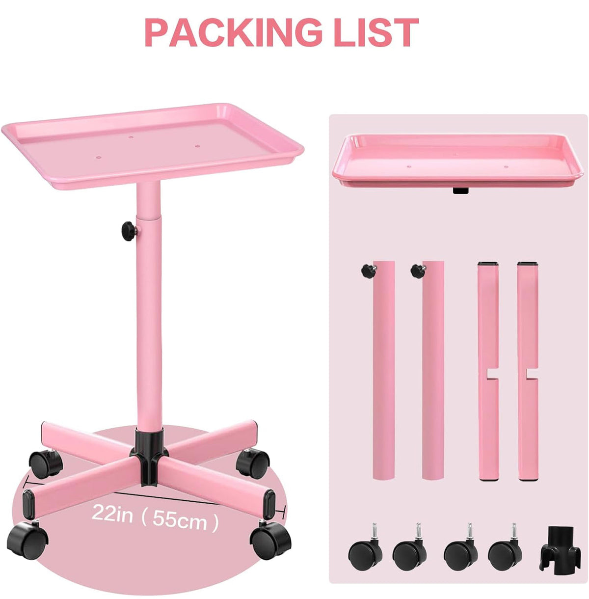 Rolling Large Flat Salon Tray