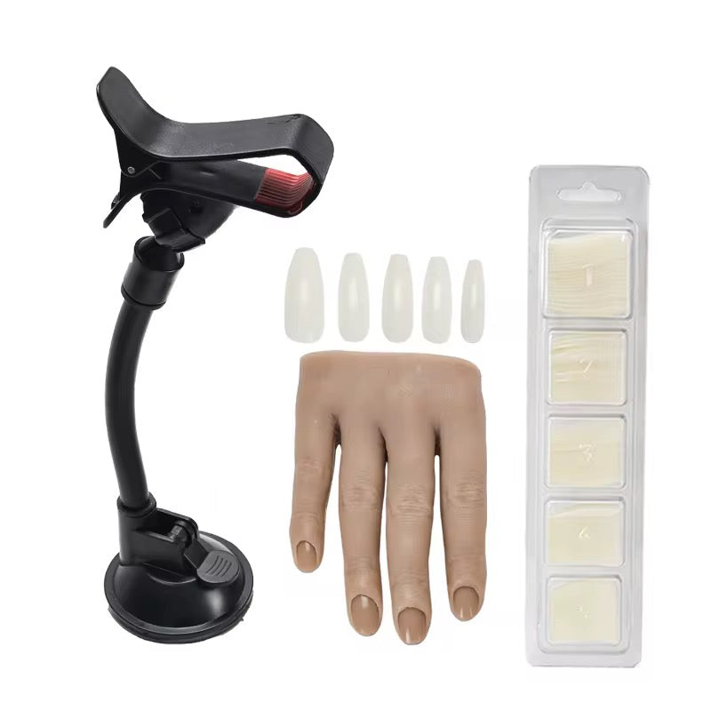 Silicone Manicure Training Hand with Stand Bracket