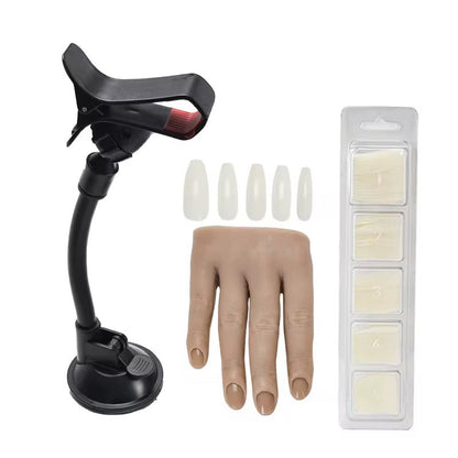 Silicone Manicure Training Hand with Stand Bracket