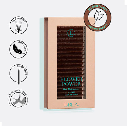LBLA Flower Power True Matte Lashes 0.03mm D MIX 8-15 - Maple Brown Individual Lash Extensions (18 lines)
