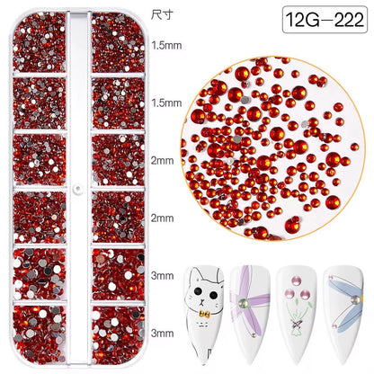 Flat Back 12 Grid Rhinestones