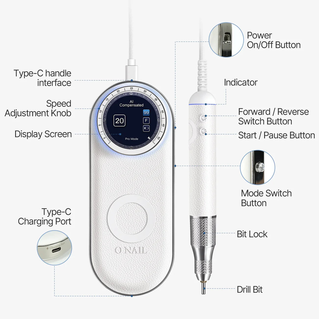 O NAIL AI Precision Nail Drill