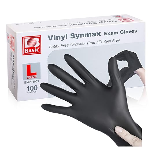 Basic Vinyl Synmax Disposable Gloves 100ct Black