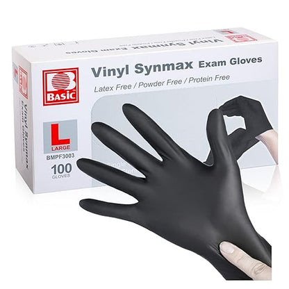 Basic Vinyl Synmax Disposable Gloves 100ct Black