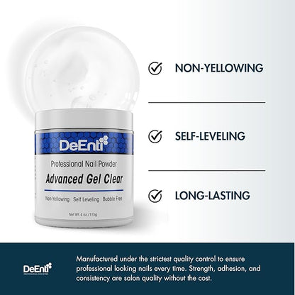 DeEnti Acrylic Nail Powder Advanced Gel Clear 4oz