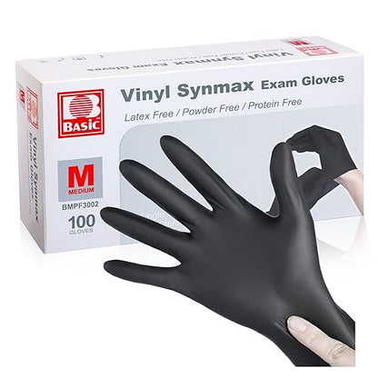 Basic Vinyl Synmax Disposable Gloves 100ct Black