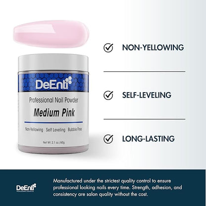 DeEnti Acrylic Nail Powder Medium Pink 2oz