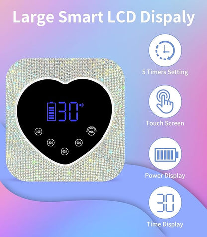 Rechargeable Heart Shaped UV LED Nail Lamp With Rhinestones Wireless