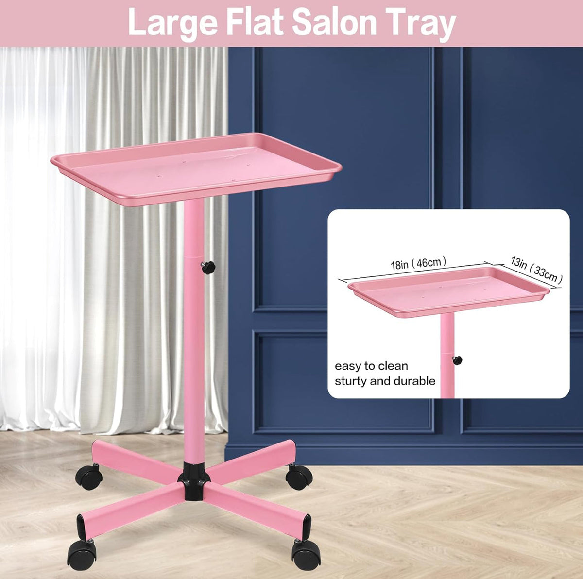 Rolling Large Flat Salon Tray
