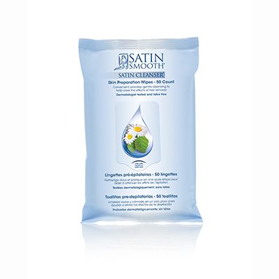 SATIN SMOOTH SATIN CLEANSER SKIN PREPARATION WIPES 50CT