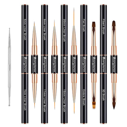 Nail Art Brush Double Ended 5pc