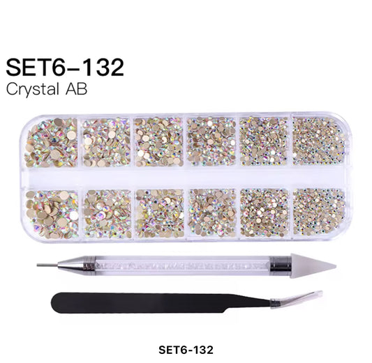 12 Grid Rhinestone Pack with Pen & Tweezer