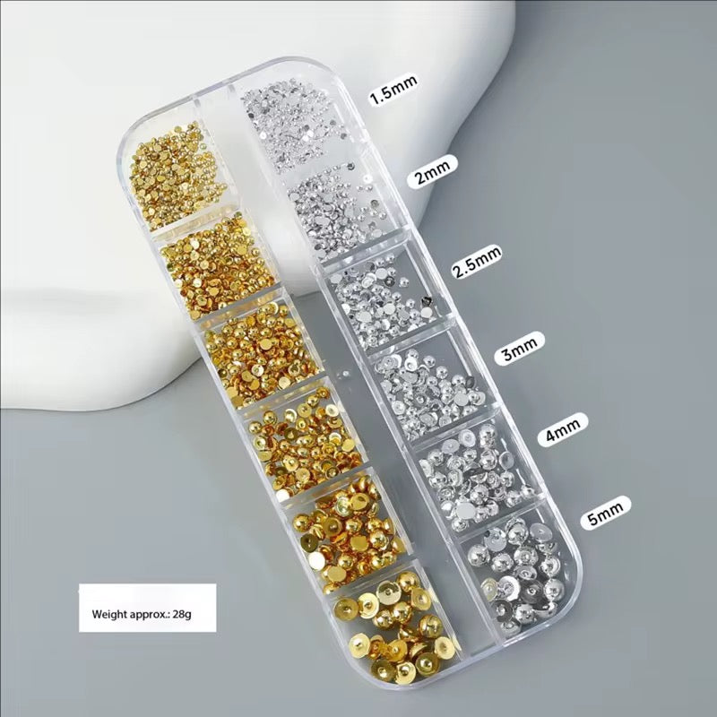 Flat Back Silver & Gold Pearls