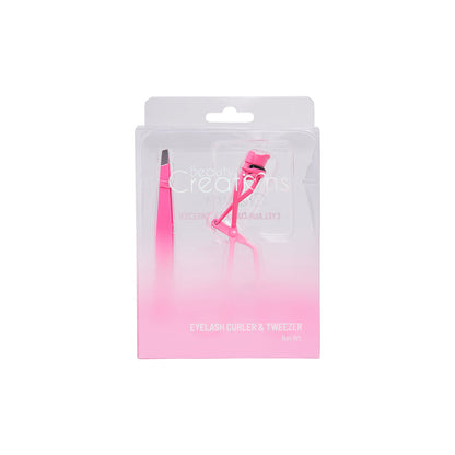 Beauty Creations Hot Pink Eyelash Curler and Tweezer Set