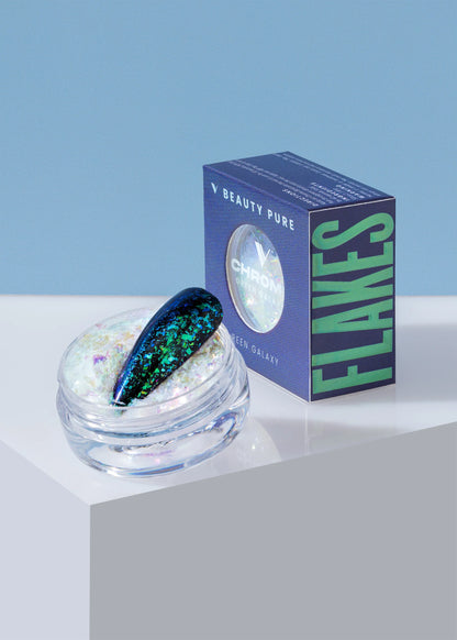 V BEAUTY PURE CHROME FLAKES - GREEN GALAXY
