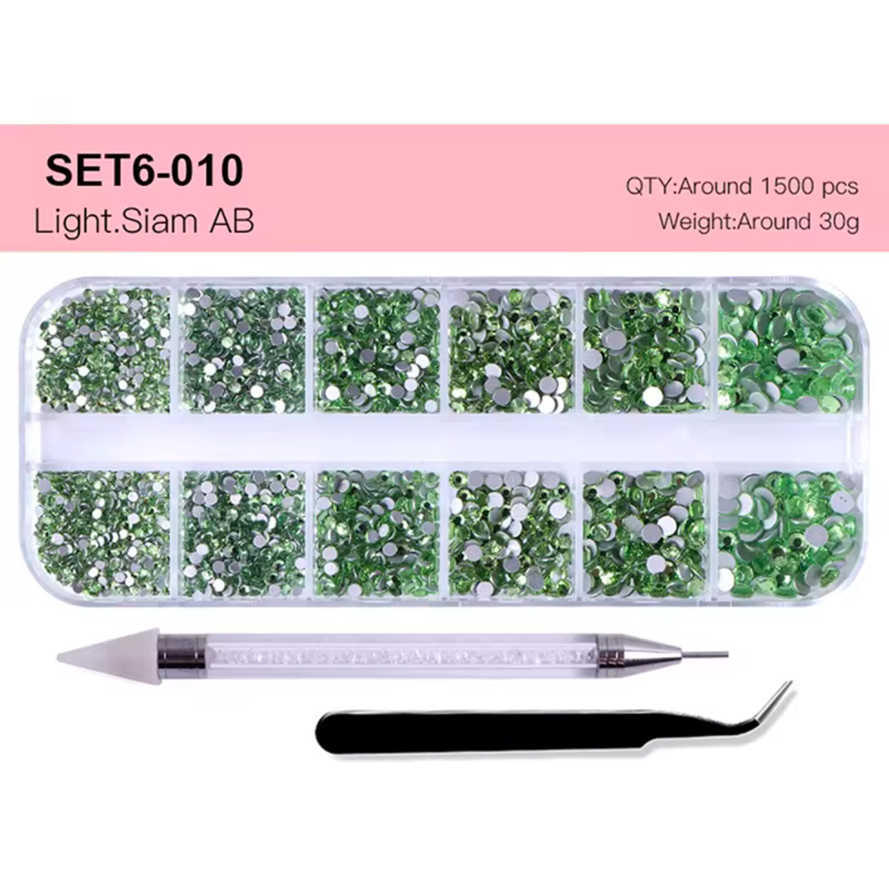 12 Grid Rhinestone Pack with Pen & Tweezer