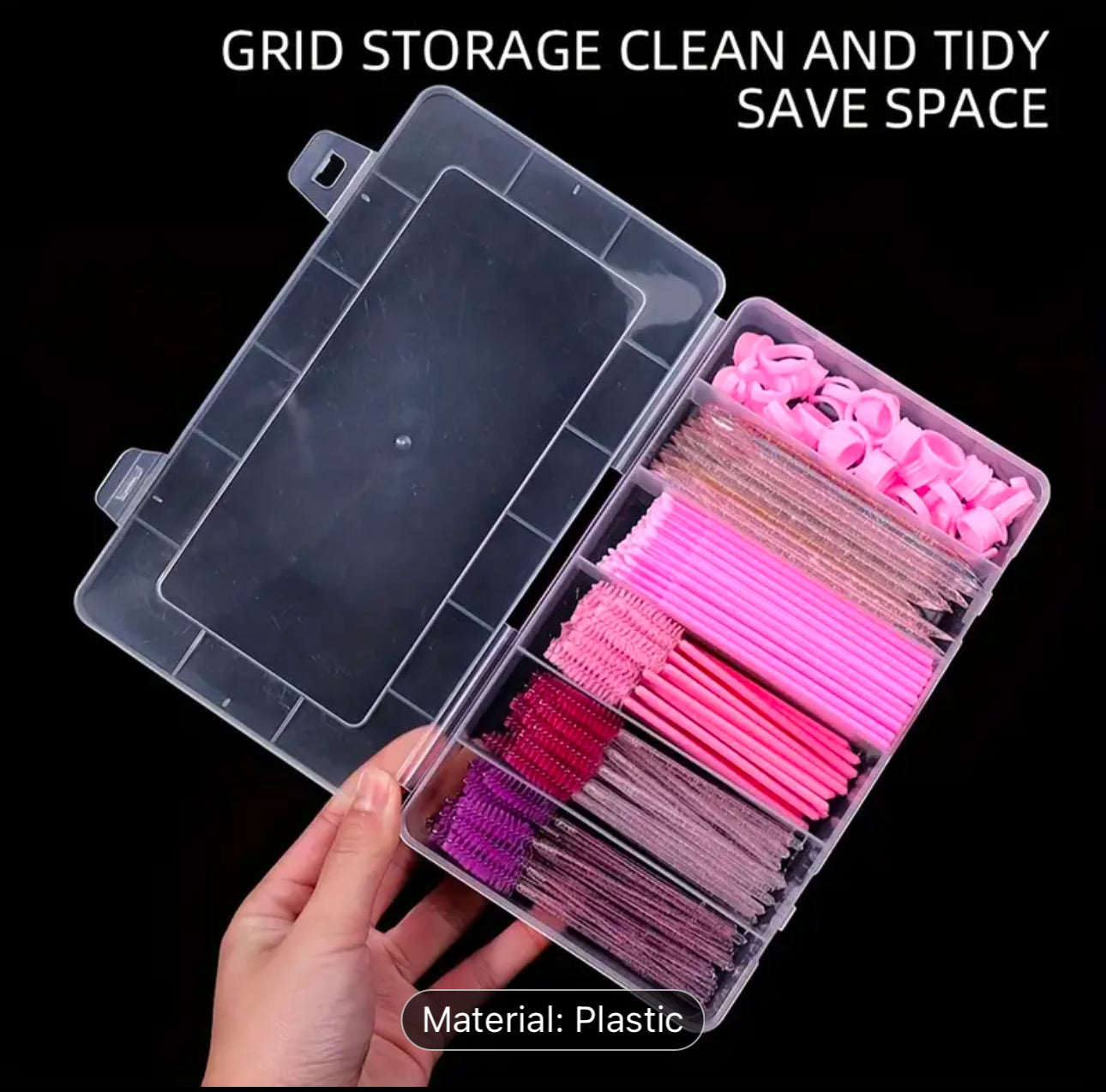 Lash Supplies Plastic Storage Container 6 Grid (Supplies Included)