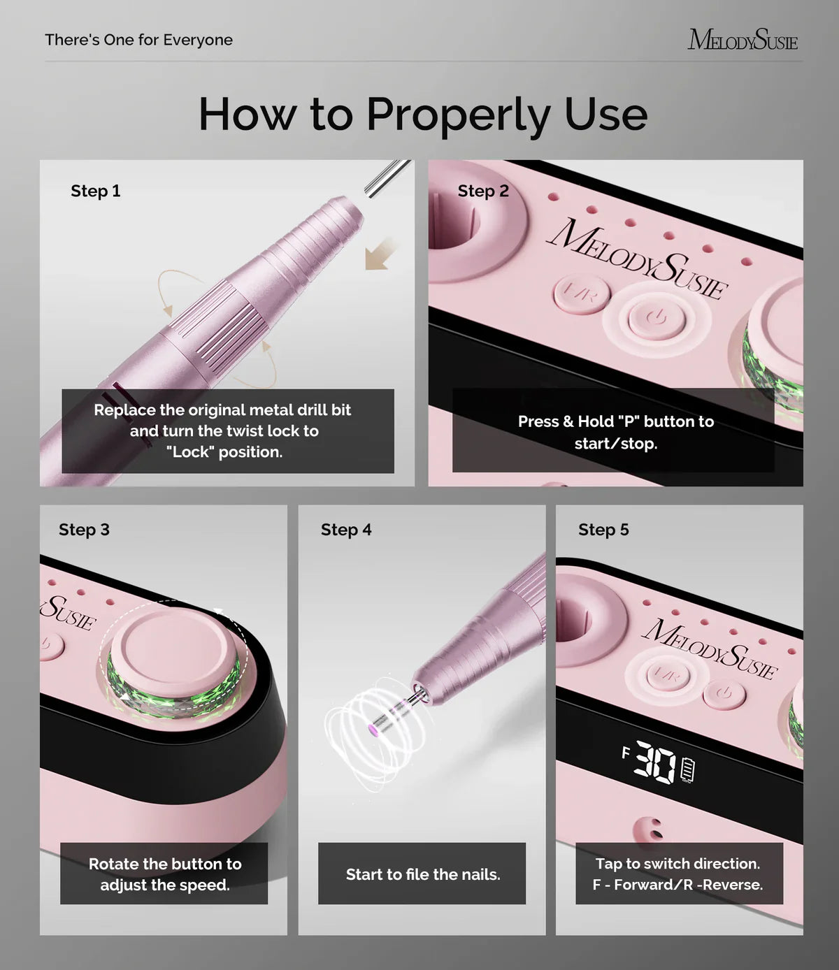 MelodySusie SC320A Desktop Multifunctional Rechargeable Nail Drill 30,000RPM